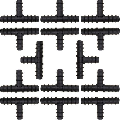 Raccord d'Irrigation, Connecteurs de Tuyaux, 14 pcs connecteur en T, connecteur barbelé de jardin, pour tuyau de 1/2"(16 mm) (1/4)
