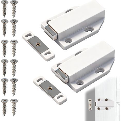 Lot de 2 Aimants Poussoir Push to Open, Loquets Magnétiques pour Portes de Placard, Tiroirs de Cuisine et Meubles, Système de Fermeture Pratique et Élégant, Installation Simple et Flexible (1/5)