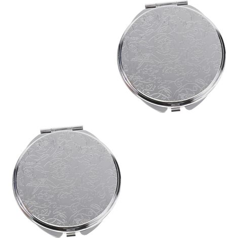 2 Pièces Miroir de Miroir de Poche portatif Mini fourre- e maquilleuse Vanity Mirror Mini- fourre- Pliable de Maquillage Métal (1/5)