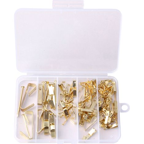 Crochet Accrochage Image - Charge Maximale 15 kg - Pour Cadre Photo Miroir Horloge Murale - Lot de 120 Pièces avec Boîte de Rangement (1/5)