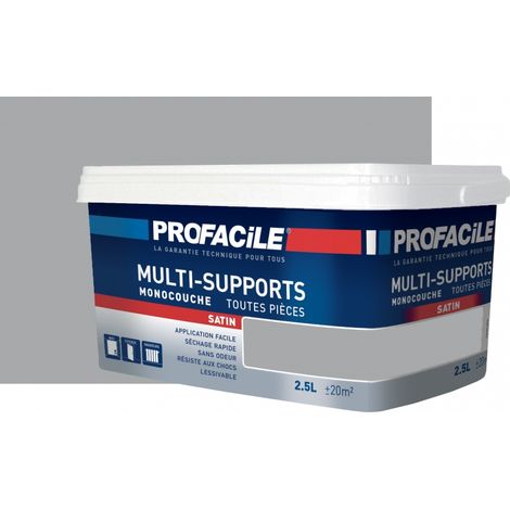Peinture intérieure multi-supports, satin, murs, plafonds, boiseries, radiateurs, sans odeur, plusieurs teintes PROFACILE A7AAAA 2.5 litres