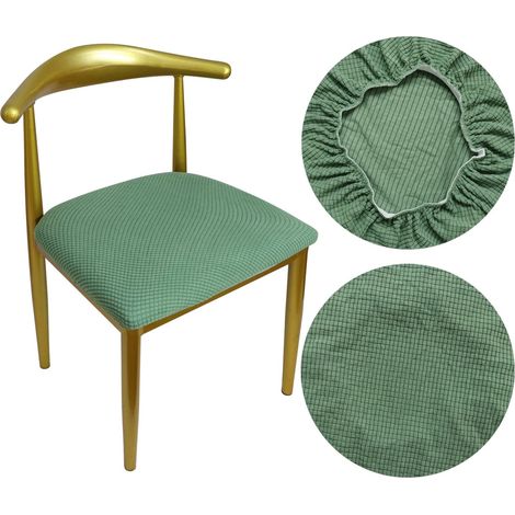 Housse D'assise de Chaise Housse Chaise Ronde Tissu de Luxe Diamètre 36-50 cm, Lavable et Anti-Poussière,Convient pour Tabourets Ronds et Carrés (Vert, 1) (1/5)
