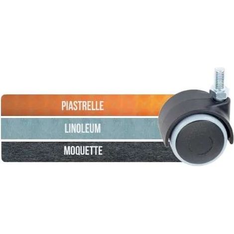 Ruota Nylon Grigio Metal Mm40 Perno 8X15