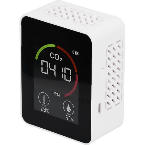 Détecteur intelligent de dioxyde de carbone, chargement USB, infrarouge, moniteur de température, d'humidité et de qualité de l'air, blanc (1/5)