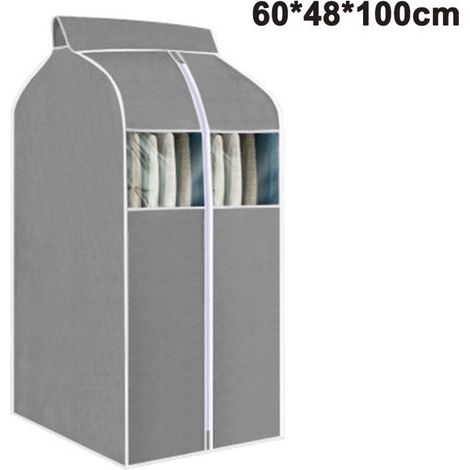Sac à vêtements suspendu Organisateur de sac à vêtements Rangement avec fenêtres en PVC transparent Housse de support à vêtements (1/4)