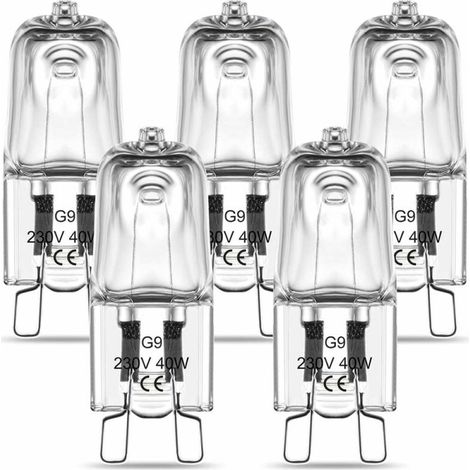 Ampoule halogène G9 pour four, 40 W, 230 V, tolérance 300 °C, lot de 5 - Ampoule halogène G9 pour four, 40 W, 230 V, tolérance 300 °C, lot de 5 (1/5)