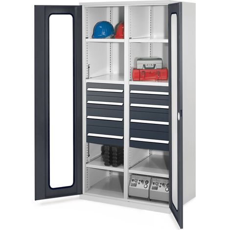 Kappes Schwerlastschränke mit Mitteltrennwand 1950x1000x600mm Sichtfenstertüren Modell 54 anthrazitgrau