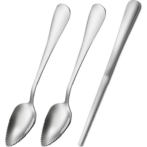 Cuchara de acero inoxidable dentada para pomelo - Cuchillo multifuncional resistente a los ácidos para ensaladas y postres. (1/5)
