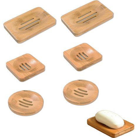 Set di 6 portasapone in bambù, scatola portasapone in legno fatta a mano, scatola portasapone in bambù naturale, adatta per il bagno, contenitore per sapone (marrone) (1/5)