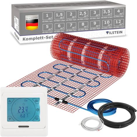 VILSTEIN© Elektrische Fußbodenheizung 150W/m² TWIN Technologie Elektro Komplett-Set - 5m² - 10m