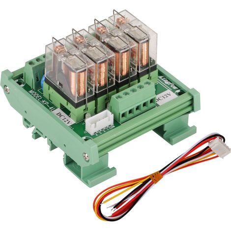 Modulo relè 12V CC, interfaccia relè di potenza a 4 canali per montaggio su guida DIN PLC