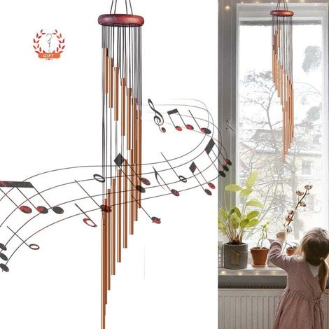 36 inch Outdoor Wind Chime with Hook, 18 Aluminum Alloy Tubes with Wood Pattern, for Garden, Patio, Garden, (1/5)