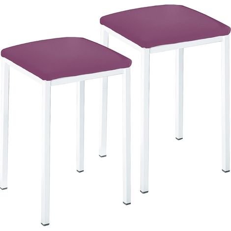 tabourets de Cuisine Modèle carré Similicuir Aubergine Structure en métal Aluminium Hauteur d'assise : 45 cm (1/5)