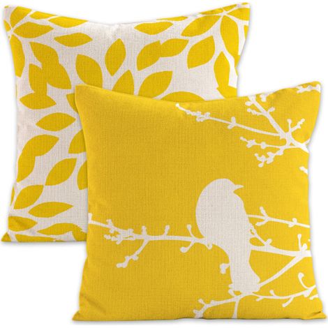 Housses de coussin décoratives printemps-été pour canapé, lit, voiture, maison, 45 x 45 cm, lot de 2, motif géométrique noir et blanc (1/5)