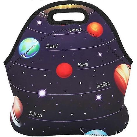 Sac à lunch isotherme imperméable en néoprène, motif spatial, avec compartiments réutilisables et motif dessin animé. (1/4)