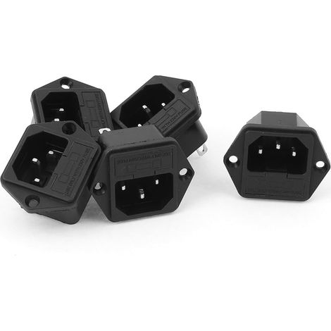 Adaptateur sécurité AC 250V 10A, IEC320 C14, prise courant, 5 pièces