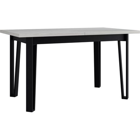 Mesa Victorville 354, Blanco + Negro, 79x80x140cm, Alargamiento, Aglomerado laminado, Metal