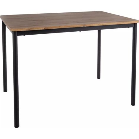 Table de salle à manger 110 cm rectangulaire et compacte en chêne avec pieds noirs LETTERS (1/3)