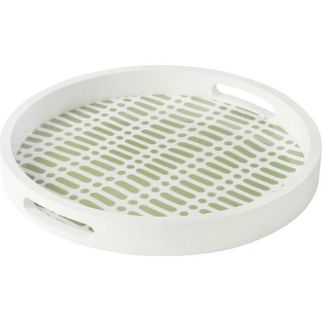 Plateau de Service en Bois "Tod" 40cm Vert & Blanc