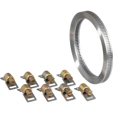 Collare a Banda Senza Fine + 6 Teste W2 Inox / Acciaio Zincato - 3 M - 13 mm - Capo Verde