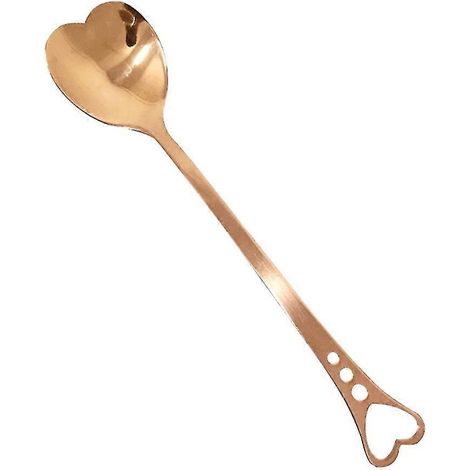 Cuillère à mélanger portable en acier inoxydable OuZhan en forme de cœur creux pour café, glace ou thé, HKUPink doré (1/2)