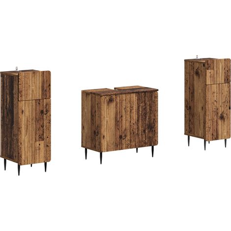 Maison Exclusive - Set di armadietti da bagno in 3 pezzi ZWOLLE Legno antico (1/5)