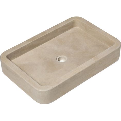 Vasque à poser rectangulaire Pierre de l'Atlas Beige 60x40x10 cm Adoucie - RO'MA NATURE