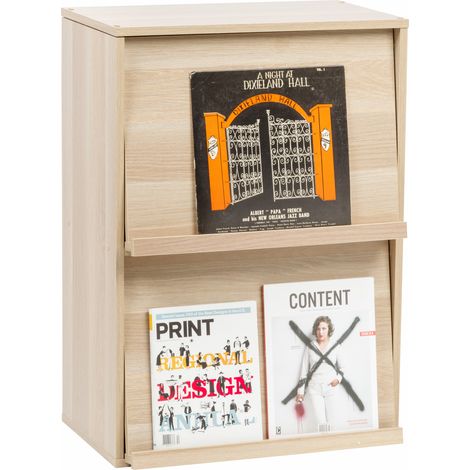 Iris Ohyama, muebles, estantería, estantería de almacenamiento con 2 puertas, CHR-2, marrón claro, W40.9 x D59 x H83.6 cm