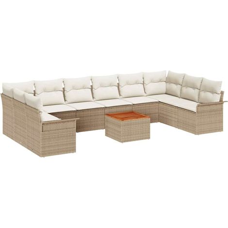 Set Divano da Giardino con cuscino 11 pcs Beige e Crema vidaXL (1/5)