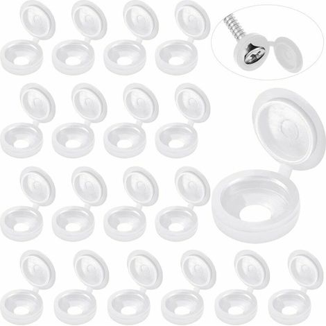 SABIR 100 Pièces Capuchons de Couvercle à Vis Articulés Bouchons à Vis en Plastique Couvercles à Bouton-Pression à Vis Repliable Couvercle à Pression Rondelle Flip Tops (Blanc) (1/5)