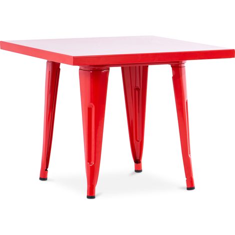 Quadratischer Kindertisch - Industriell - Metall - 60cm - Stylix Rot