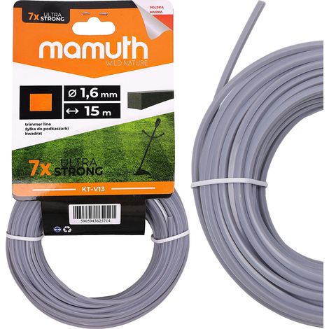 Fil de coupe Mähfaden 1,6mm 15m QUADRATIC pour coupe-herbe, fil de rechange pour tête de coupe (1/3)