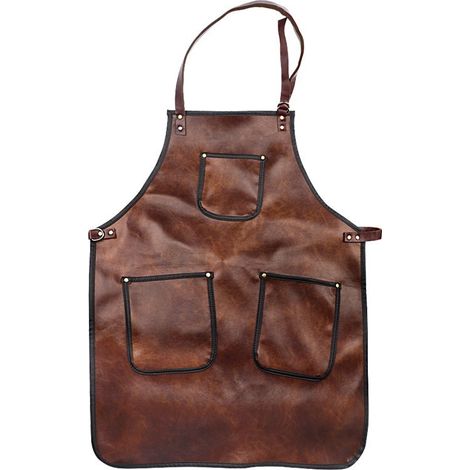 Wasserdichte Lederschürze mit Taschen und gekreuzten Riemen, perfekt zum Kochen, Grillen, Backen, Frisieren und für Barista-Arbeiten. (1/5)