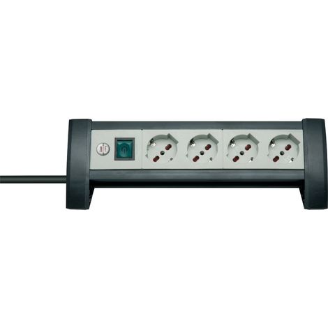 Série Office Line Multiprise de Table, 4 Prises Italiennes 10/16A+Schuko, Interrupteur Lumineux Couleur Argent (1/4)