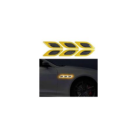 6 PCS Autocollant 3D à Bandes réfléchissantes, Autocollant réfléchissant pour Capot de Voiture,Autocollants réfléchissants à Haute intensité pour la visibilité de Nuit pour Voiture SUV (Jaunec