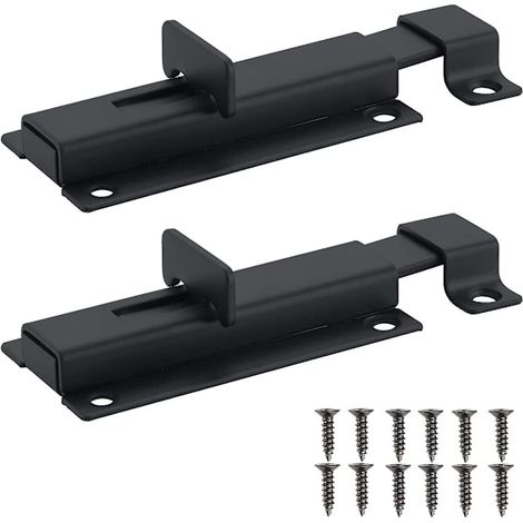 Verrou de porte à ressort, verrou coulissant en acier inoxydable épais, 10 cm, noir, lot de 2, 104bb-bl-2