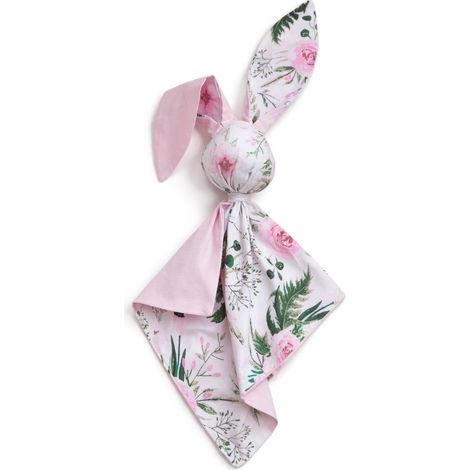 Weiche, kuschelige Doudou-Decke in Hasenform aus Baumwolle – Rosa Pfingstrosen – rosa (1/5)