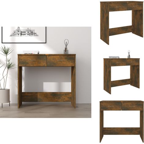 Bureau Chêne fumé 80x40x75 cm Bois d'ingénierie - Bureau En Bois - Bureau Design - Bureau Compact - Bureau Étudiant - Bureau Petit Espace (1/5)