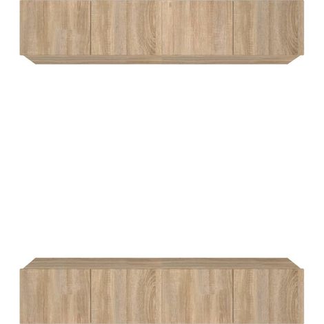 Mobile TV multimediale scaffale per televisione credenza televisione sala da pranzo soggiorno camera da letto 4 pezzi rovere Sonoma 80 x 30 x 30 cm pannelli compositi marrone 020028757