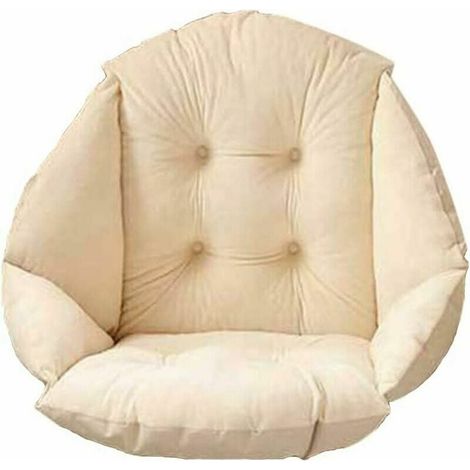 40x40x48cm Coussin de Chaise avec Dossier, Siège Coquille Fauteuil en Velours Doux Imperméable, Coussin Élastique pour Fauteuil Rotin Paille Jardin Beige (1/5)