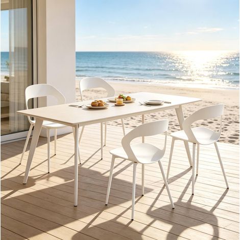 Sillas de comedor blancas de PP y metal, lote de 4, 51 x 44 x 83 cm OKMYHOME (1/5)