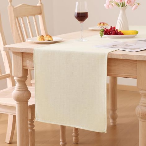 Chemin de table aspect lin, beige, 40 x 300 cm (1/5)