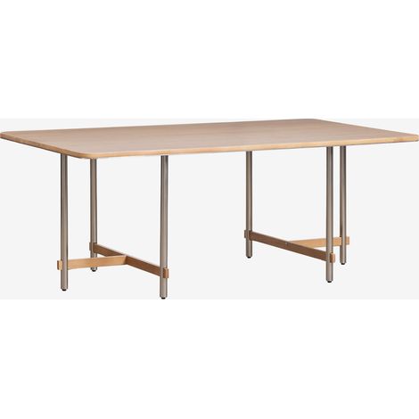 Mesa de comedor rectangular en madera de mango y acero Osaka SKLUM       