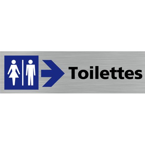 Pictogramme TOILETTES FLECHE VERS LA DROITE (Q0411).- Plaque aluminium brossé -