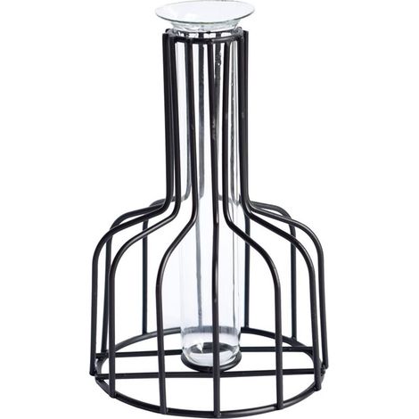 Vase Terrarium - Conteneur À Plantes En Verre Et Métal - Décoration Intérieure Pour Salon Chambre Mariage - 9,5 x 4 x 15 cm - Noir - Unité (1/5)