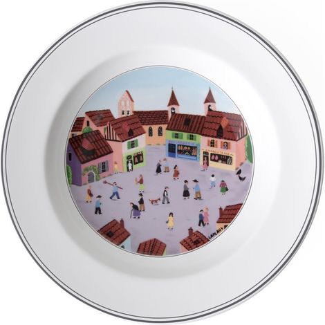 Assiette creuse Village 21 cm Porcelaine Blanc/Multicolore (1/3)