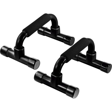 Barre de pompes - Avec poignée en mousse et structure stable antidérapante - Idéale pour la musculation à domicile et l'entraînement au poids du corps - Noire (1/4)