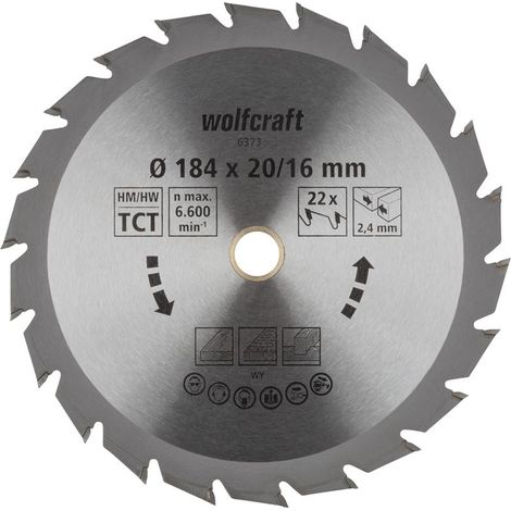 1 disco de sierra circular 2,4mm Wolfcraft Ø 184 x 16 x 2,4 mm (1/2)
