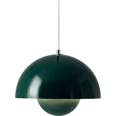 Lustre moderne, suspension en métal, plafonnier avec ampoule, lumière blanc froid (6000 K), diamètre : 23 cm, vert (1/5)