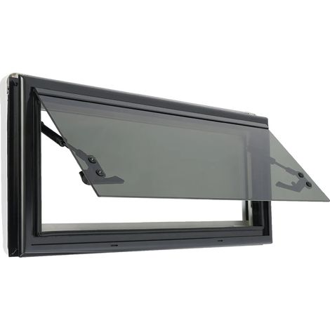 Fenêtre de caravane, moustiquaire intégrée, fenêtre à poussée, noir (1/2)